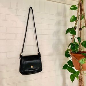 Vintage black leather Coach crossbody bag